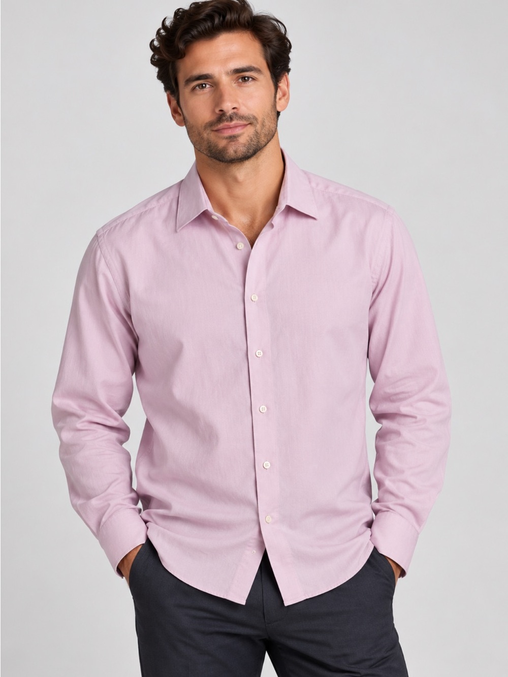 Armani Collezioni Cotton Dress Shirt Pink Size 39 (151⁄2)